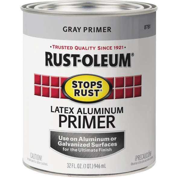 Rust-Oleum Stops Rust Latex Aluminum Primer, Gray, 1 Qt.