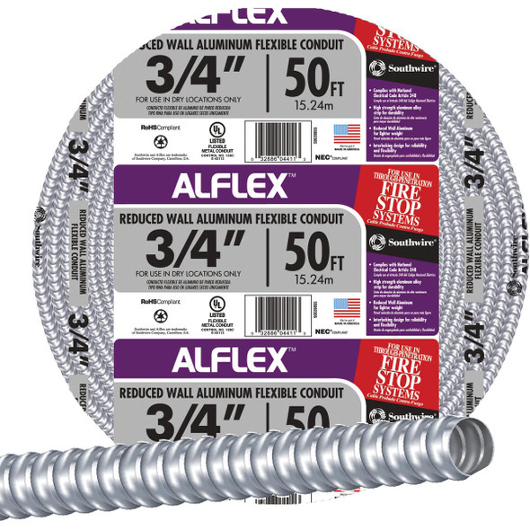 Southwire 3/4 In. x 50 Ft. Aluminum Flexible Flexible Metal Conduit 55082305