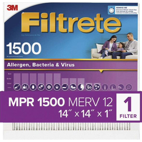 Filtrete High Performance Air Filter, 1500 MPR, 14 In. x 14 In. x 1 In. 2011-4