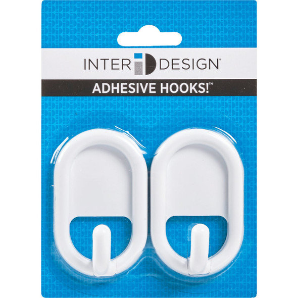 iDesign Utility White Plastic Adhesive Hook (2-Pack) 14201 604279