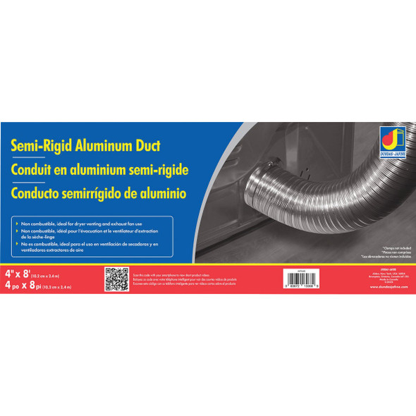 Dundas Jafine 4 In. x 8 Ft. Aluminum Semi-Rigid Dryer Duct MFX48