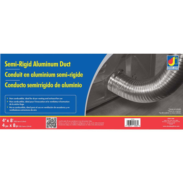 Dundas Jafine 4 In. x 8 Ft. Aluminum Semi-Rigid Dryer Duct MFX48