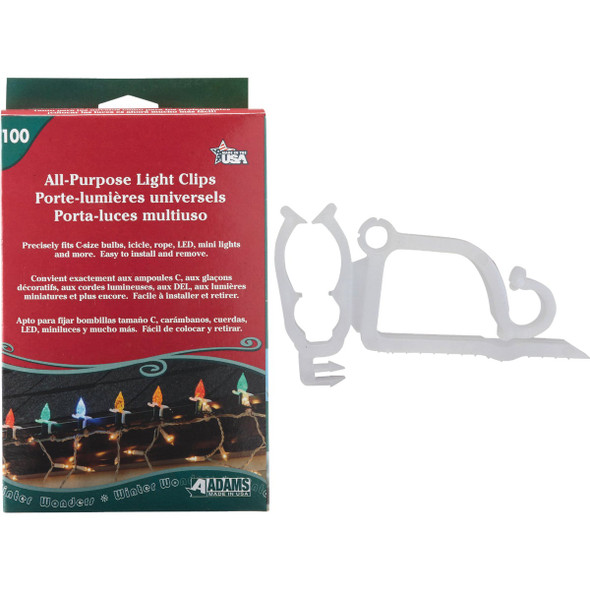 Adams White Gutter & Shingle All-Purpose Light Clips (100-Pack) 9040991630