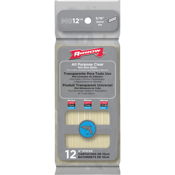 Arrow 4 In. Mini Clear Hot Melt Glue (12-Pack) MG12