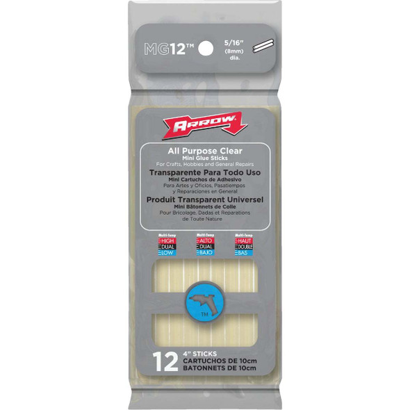 Arrow 4 In. Mini Clear Hot Melt Glue (12-Pack) MG12