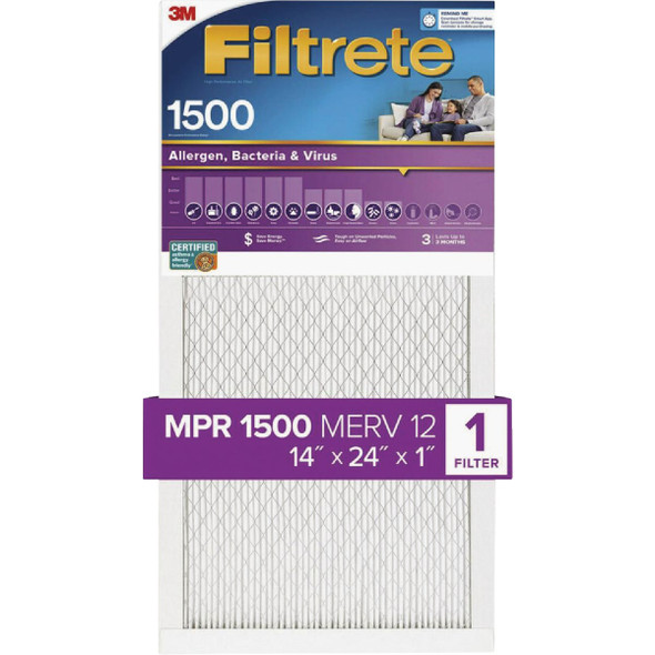 Filtrete High Performance Air Filter, 1500 MPR, 14 In. x 24 In. x 1 In. UP23-4