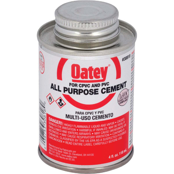 Oatey 4 Oz. Heavy Bodied Clear Multi-Purpose Cement for CPVC and PVC 30818