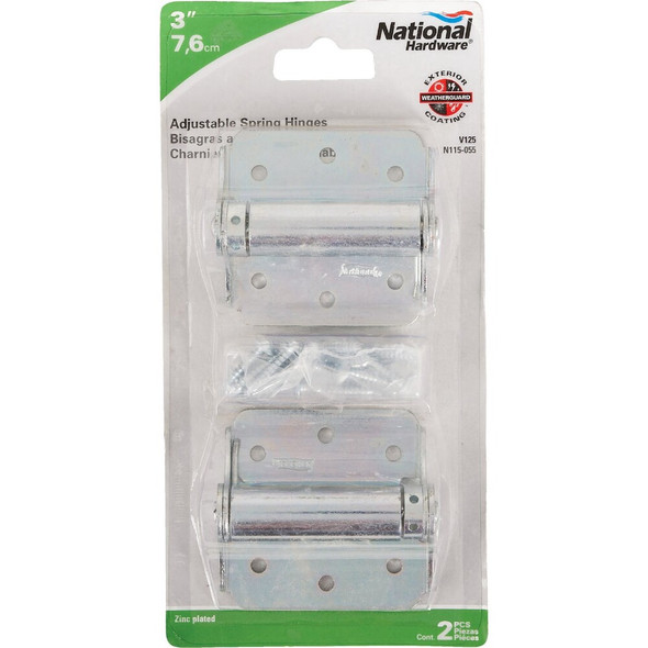 National Hardware 3 In. Zinc Plated Full-Surface Spring Door Hinge (2-Pack) N115-055 242446