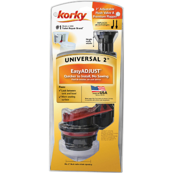 Korky 3 to 5 GPF Adjustable Flush Valve and Premium Flapper Kit Korky 3 to 5 GPF Adjustable Flush Valve and Premium Flapper Kit