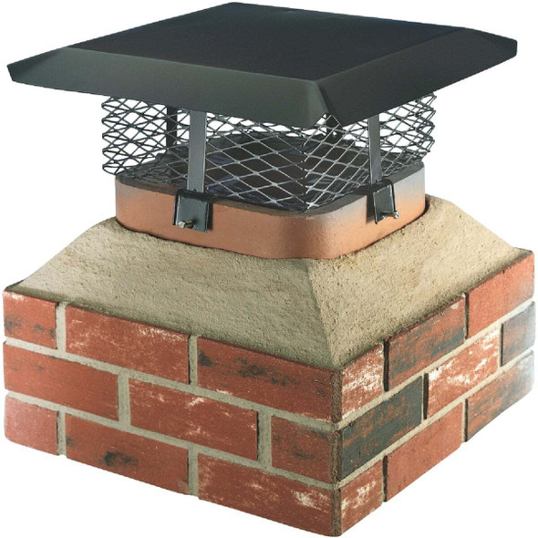 Shelter Adjustable Black Galvanized Steel Single Flue Chimney Cap SCADJS