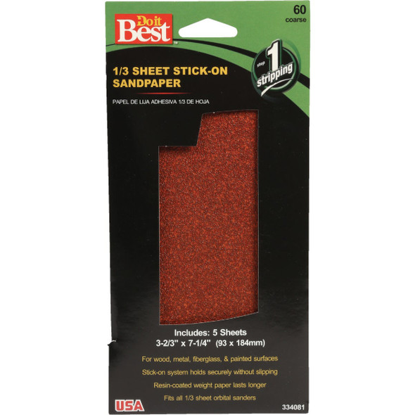 Do it Best 60 Grit 1/3 Stick-On Sheet Power Sanding Sheet (5-Pack) 334081GA