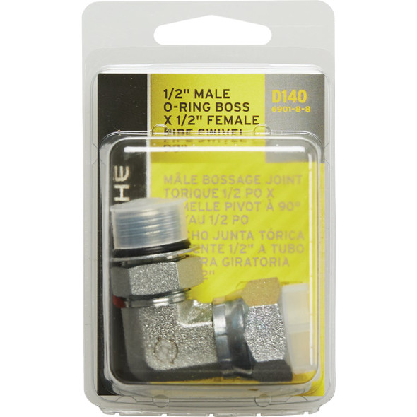 Apache 1/2 In. Male O-Ring x 1/2 In. Female Pipe Swivel 90 Deg. Hydraulic Hose Adapter Apache 1/2 In. Male O-Ring x 1/2 In. Female Pipe Swivel 90 Deg. Hydraulic Hose Adapter