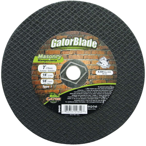 Gator Blade Type 1 7 In. x 1/8 In. x 5/8 In. Masonry Cut-Off Wheel 9640