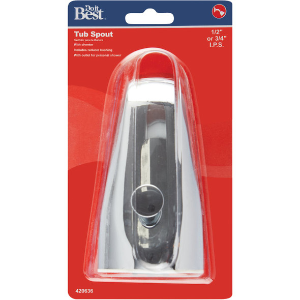 Do it 5-1/2 In. Bottom Mount Chrome Bathtub Spout with Diverter Do it 5-1/2 In. Bottom Mount Chrome Bathtub Spout with Diverter