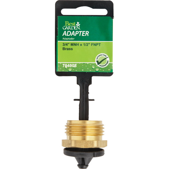 Best Garden 3-4 In. MHT x 1-2 In FPT Brass Non-Swivel Hose Connector GB-9548+GM294 704008