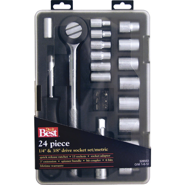 SIM Supply, Inc. 24pc Met 3/8" Socket Set 328553