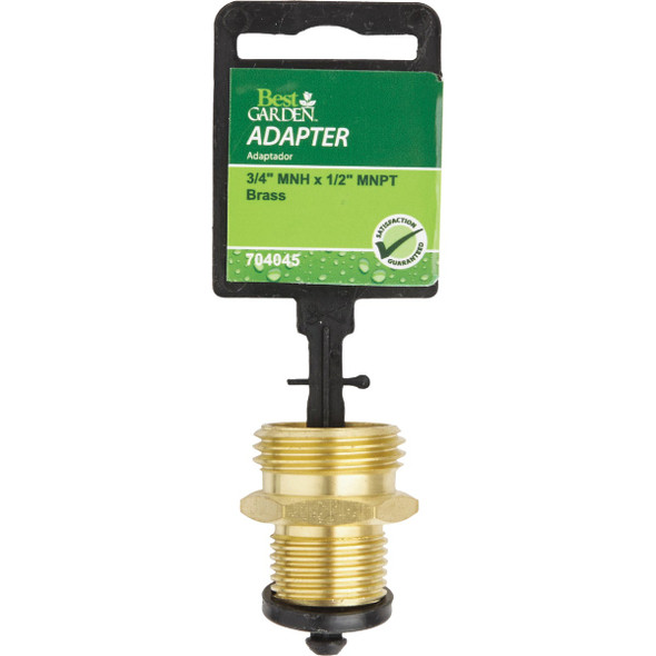 Best Garden 3-4 In. MHT x 1-2 In MPT Brass Non-Swivel Hose Connector GB-9555+GM294 704045