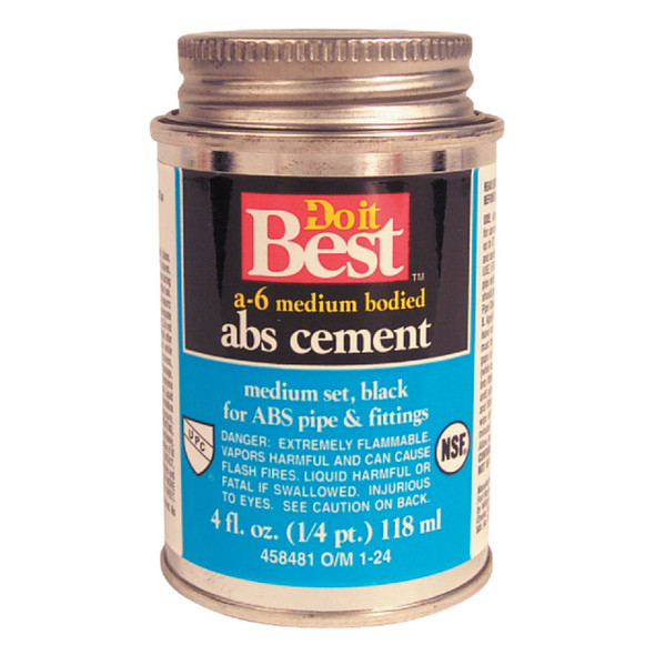 Do it Best 4 Oz. Medium Bodied Black ABS Cement 18502-24 Do it Best 4 Oz. Medium Bodied Black ABS Cement 18502-24