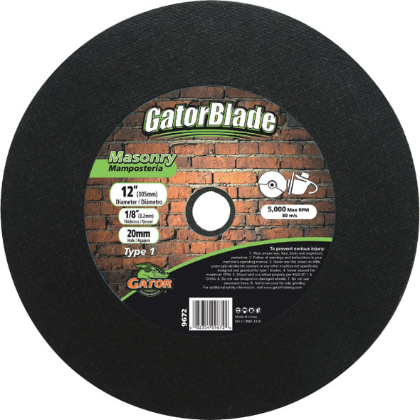 Gator Blade Type 1 12 In. x 1/8 In. x 20 mm Masonry Cut-Off Wheel 9672