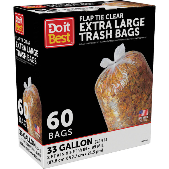 Do it Best 33 Gal. Extra Large Clear Trash Bag (60-Count)