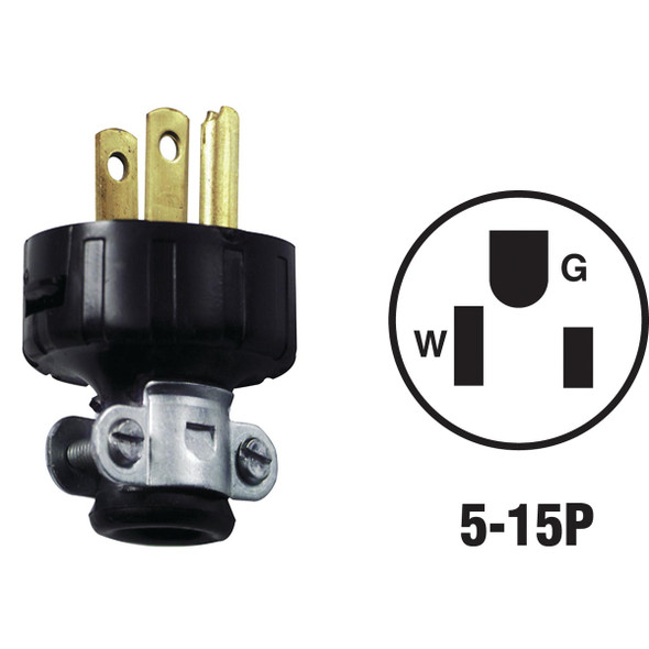Do it 15A 125V 3-Wire 2-Pole Heavy-Duty Round Cord Plug C20-48648-000