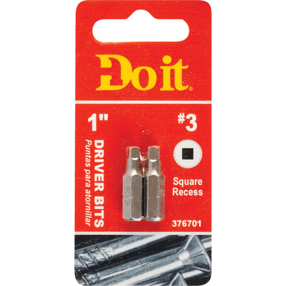 Do it #3 Square Recess 1 In. Insert Screwdriver Bit (2-Pack) 305622DB