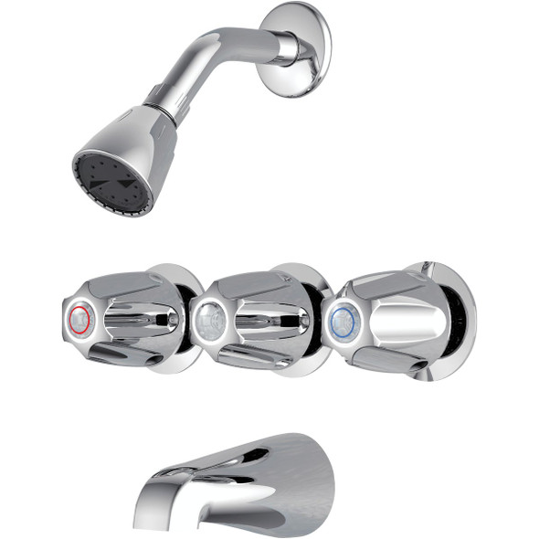 Home Impressions Chrome 3-Handle Metal Knob Tub & Shower Faucet F30K4507CP-JPA9 Home Impressions Chrome 3-Handle Metal Knob Tub & Shower Faucet F30K4507CP-JPA9