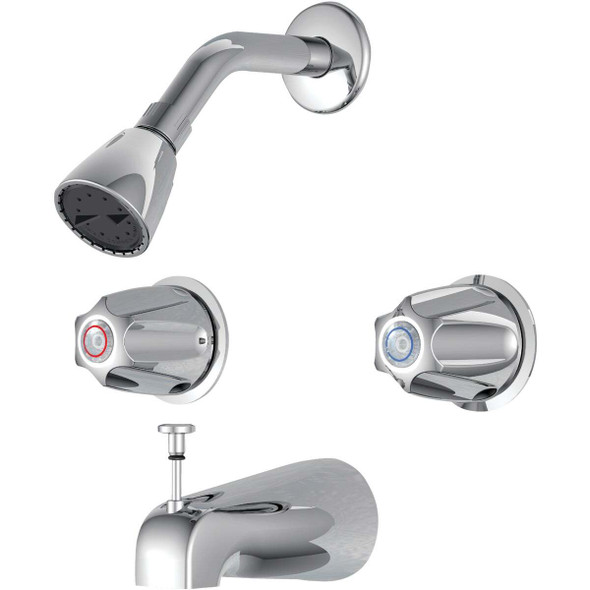 Home Impressions Chrome 2-Handle Metal Knob Tub & Shower Faucet F20K1400CP-JPA9