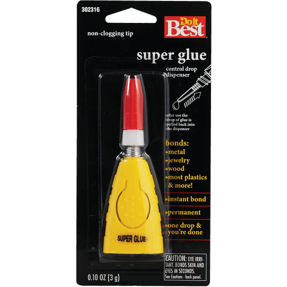 Do it Best 0.10 Oz. Liquid Super Glue with Control Drop Dispenser 302316