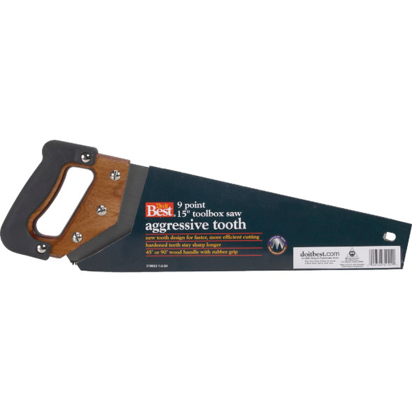 Do it Best 15 In. L. Blade 9 PPI Wood, Rubberized Grip Handle Hand Saw 262SS18R 319863