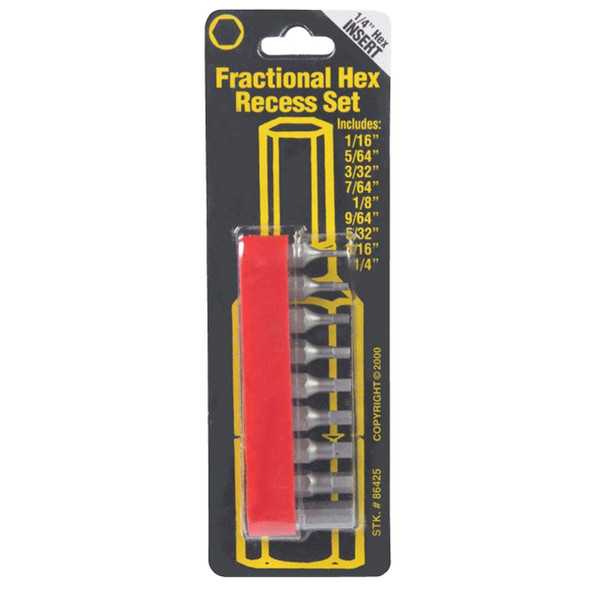 Best Way Tools 9-Piece Hex Fractional Insert Screwdriver Bit Set B86425