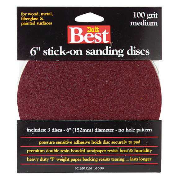 Do it Best 6 In. 100 Grit Stick-On Sanding Disc (3-Pack) 301620GA