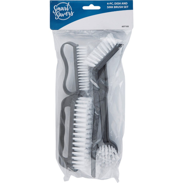 Smart Savers Blue Plastic Bristle Scrub Brush Set (4-Piece) Pack of 12 HV402(PBH) 607105