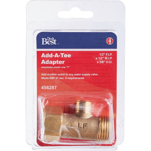 Do it Best 1-2 In. FIP x 1-2 In. MIP x 3-8 In. OD Brass Extender Tee DIB2040LF 456287