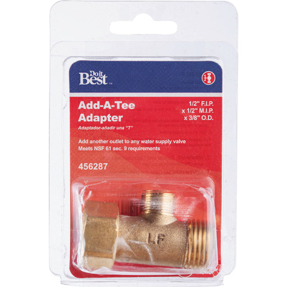 Do it Best 1/2 In. FIP x 1/2 In. MIP x 3/8 In. OD Brass Extender Tee