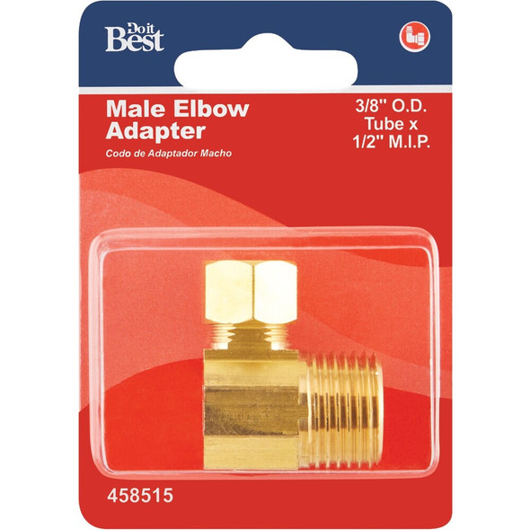 Do it 3-8 In. x 1-2 In. Male 90 Deg. Low Lead Compression Brass Elbow (1-4 Bend) 458515 458515