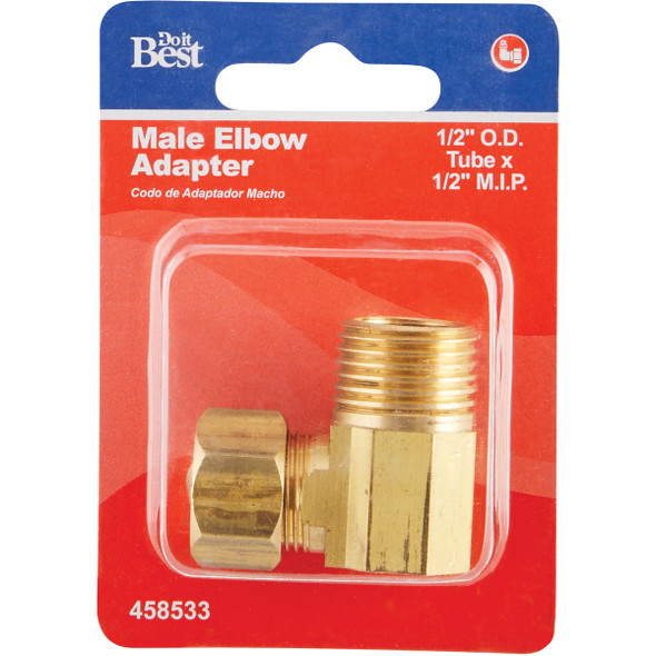 Do it 1-2 In. x 1-2 In. Male 90 Deg. Low Lead Compression Brass Elbow (1-4 Bend) LFA223 458533