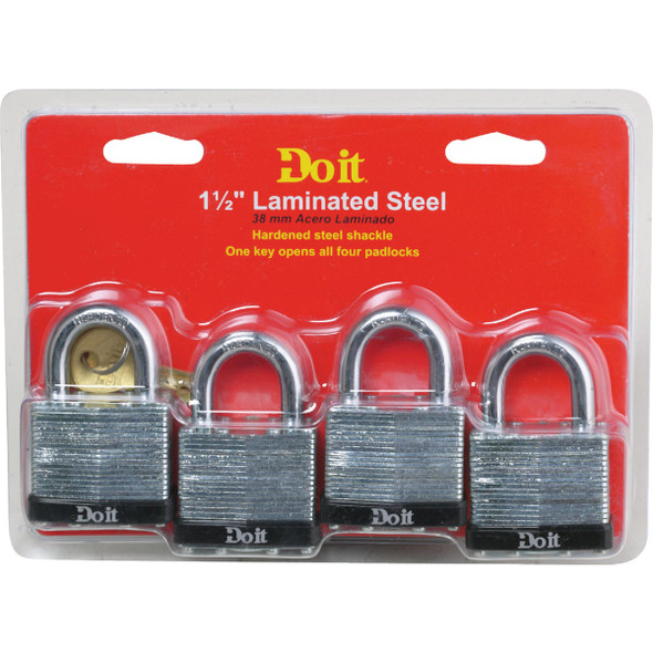 Do it 1-1/2 In. W. Laminated Steel Padlock (4-Pack) 1803QDIB