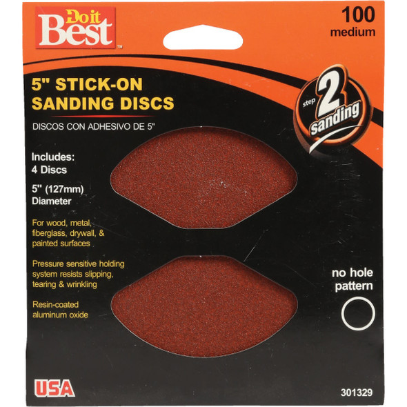 Do it Best 5 In. 100 Grit Stick-On Sanding Disc (4-Pack) 301329