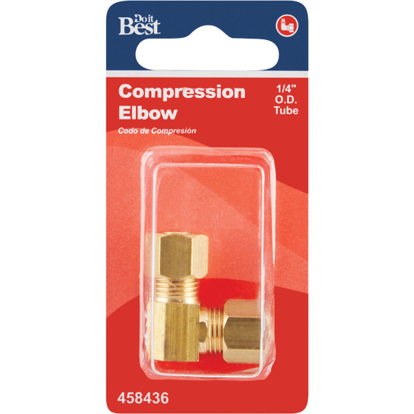 Do it 1-4 In. 90 Deg. 2-Way Low Lead Compression Brass Elbow (1-4 Bend) 458436 458436