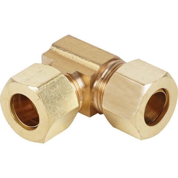 Do it 3/8 In. 90 Deg. 2-Way Low Lead Compression Brass Elbow (1/4 Bend) 458445