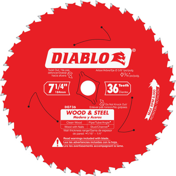 Diablo 7-1/4 In. 36-Tooth Circular Saw Blade D0736GPX