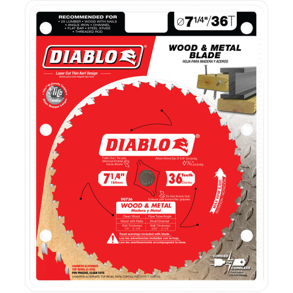 Diablo 7-1-4 In. 36-Tooth Circular Saw Blade D0736GPX 303998
