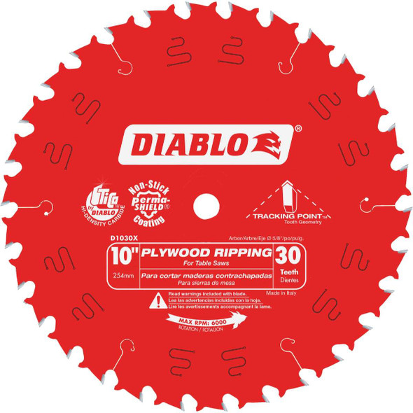 Diablo 10 In. 30-Tooth Plywood Ripping Circular Saw Blade D1030X