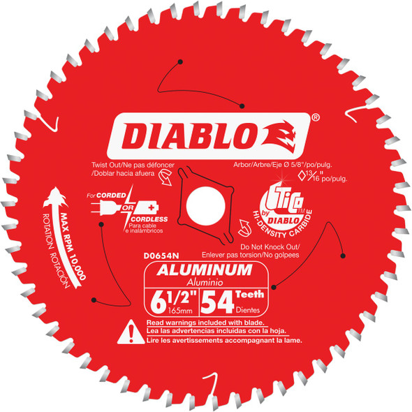 Diablo 6-1/2 In. 54-Tooth Aluminum Circular Saw Blade D0654N