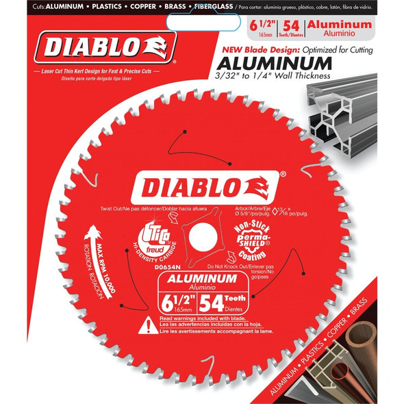 Diablo 6-1-2 In. 54-Tooth Aluminum Circular Saw Blade D0654N 304006