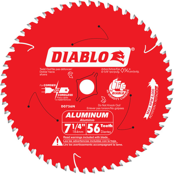 Diablo 7-1/4 In. 56-Tooth Aluminum Circular Saw Blade, Bulk D0756NA Pack of 5