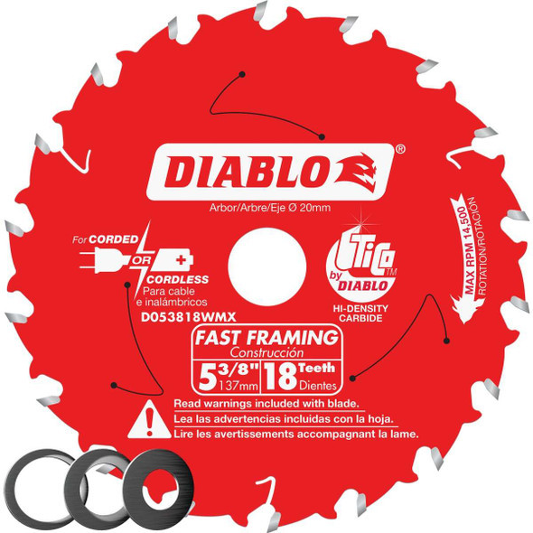 Diablo 5-3/8 In. 18-Tooth Fast Framing Circular Saw Blade D053818WMX