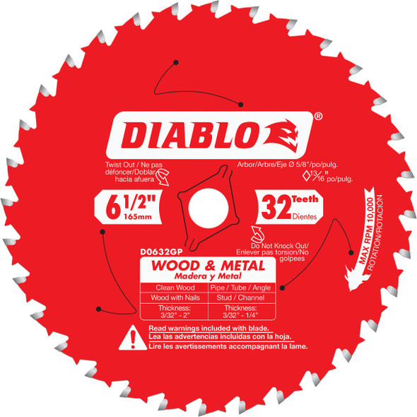 Diablo 6-1/2 In. 32-Tooth Circular Saw Blade D0632GPA Pack of 5