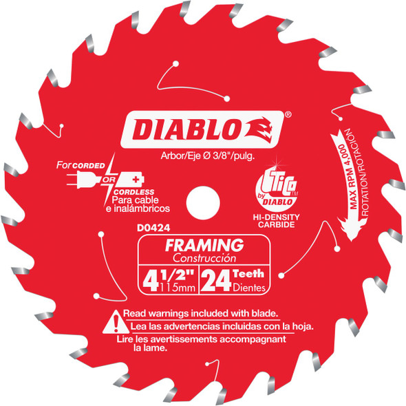 Diablo 4-1/2 In. 24-Tooth Framing Circular Saw Blade D0424X